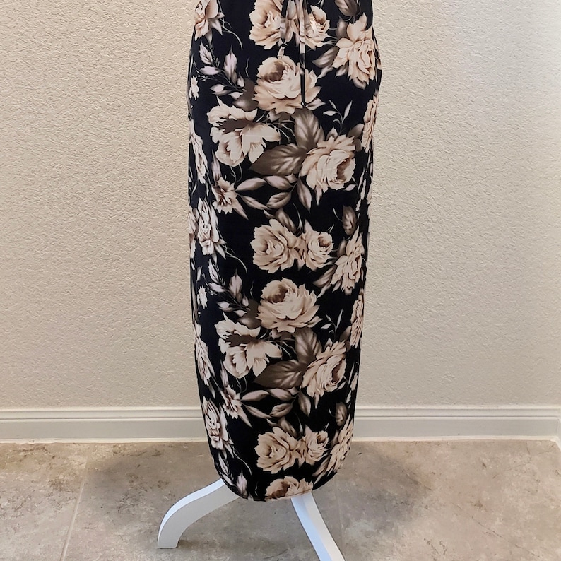 80s Black Floral Sleeveless Dress
