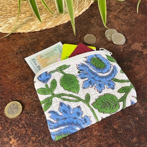 Bolsas de tela acolchadas con cremallera, monedero pequeño de algodón con diseño floral, organizador de maquillaje, para profesores, Navidad, cumpleaños, regalo