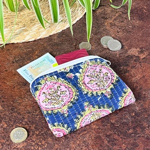 Bolsas de tela acolchadas con cremallera, monedero pequeño de algodón con diseño floral, organizador de maquillaje, para profesores, Navidad, cumpleaños, regalo