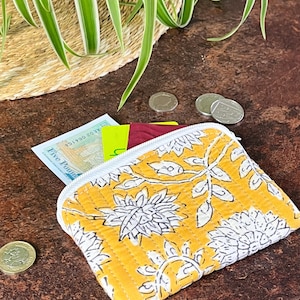 Bolsas de tela acolchadas con cremallera, monedero pequeño de algodón con diseño floral, organizador de maquillaje, para profesores, Navidad, cumpleaños, regalo