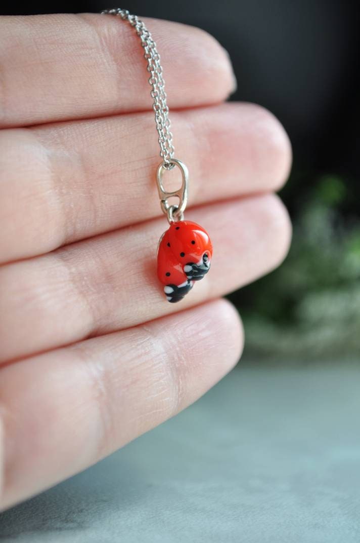 Ladybugs necklace Miniture bugs jewelry Insect pendant Etsy
