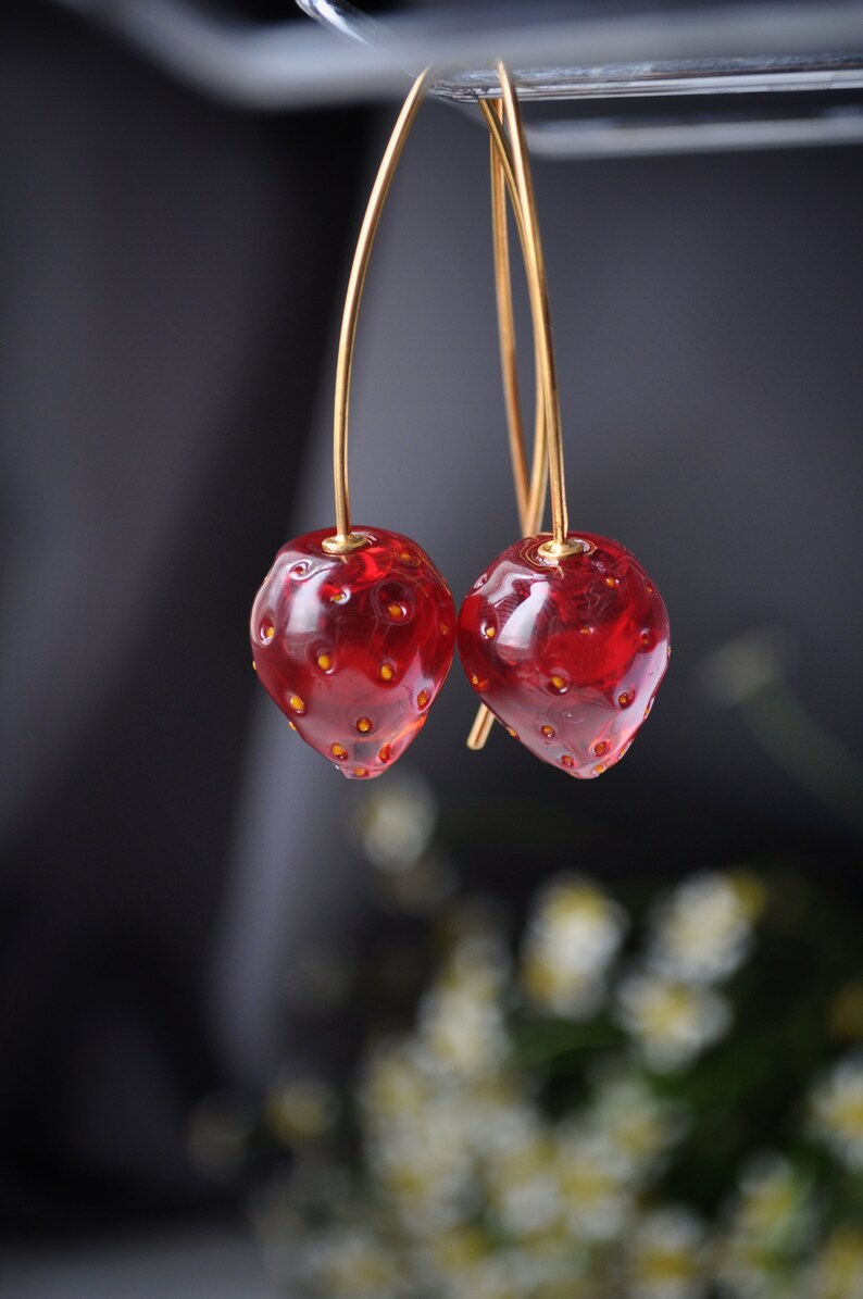 Strawberry earrings Fruit earrings Miniature food earrings Etsy