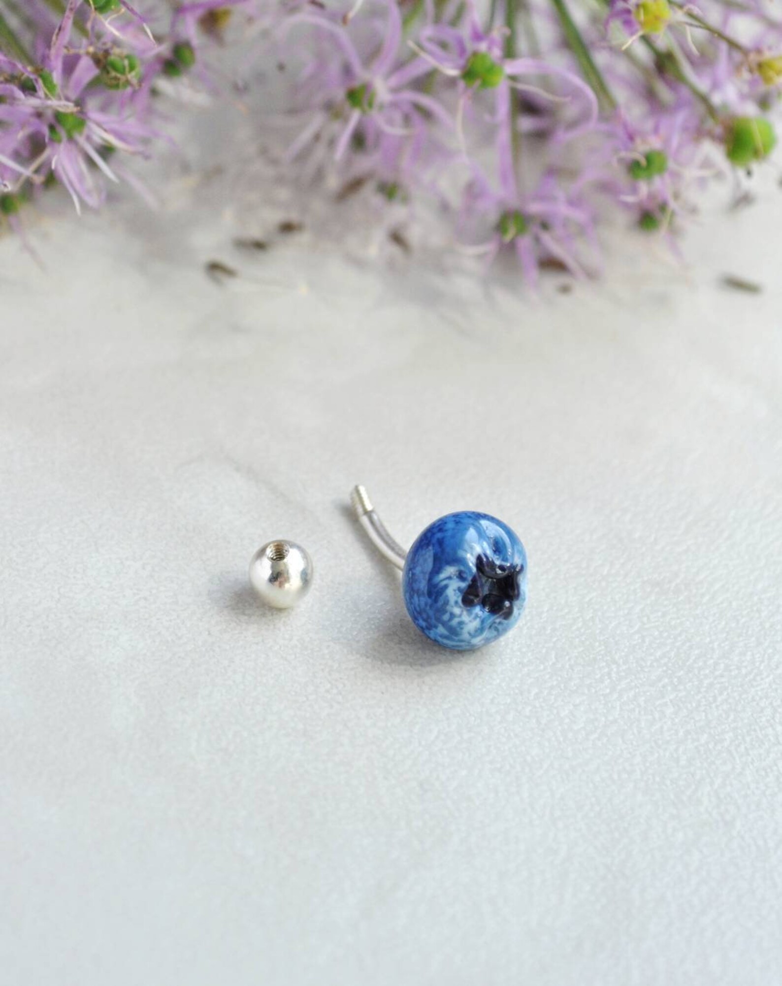 Navel curved barbell Snug piercing jewelry Blueberry belly Etsy