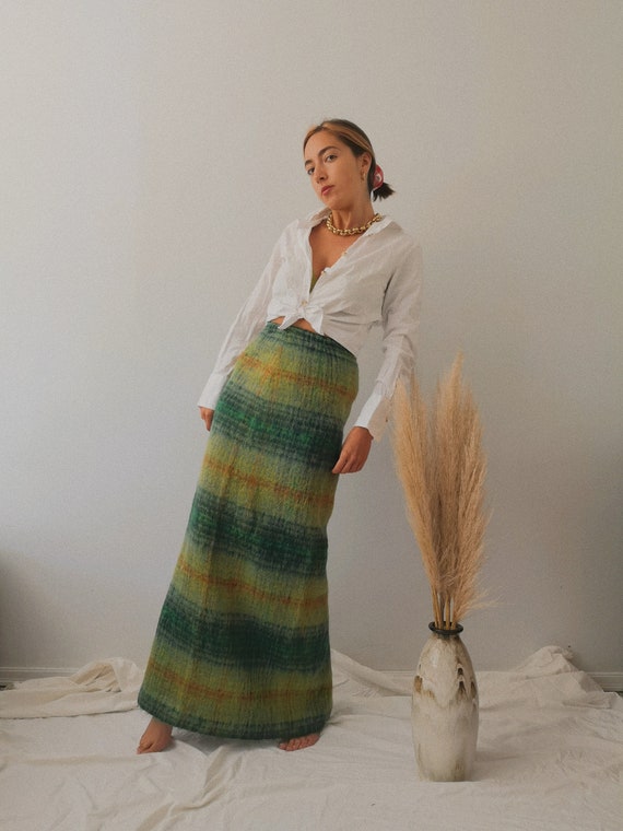 60's Plaid Scottish Mohair Maxi Skirt