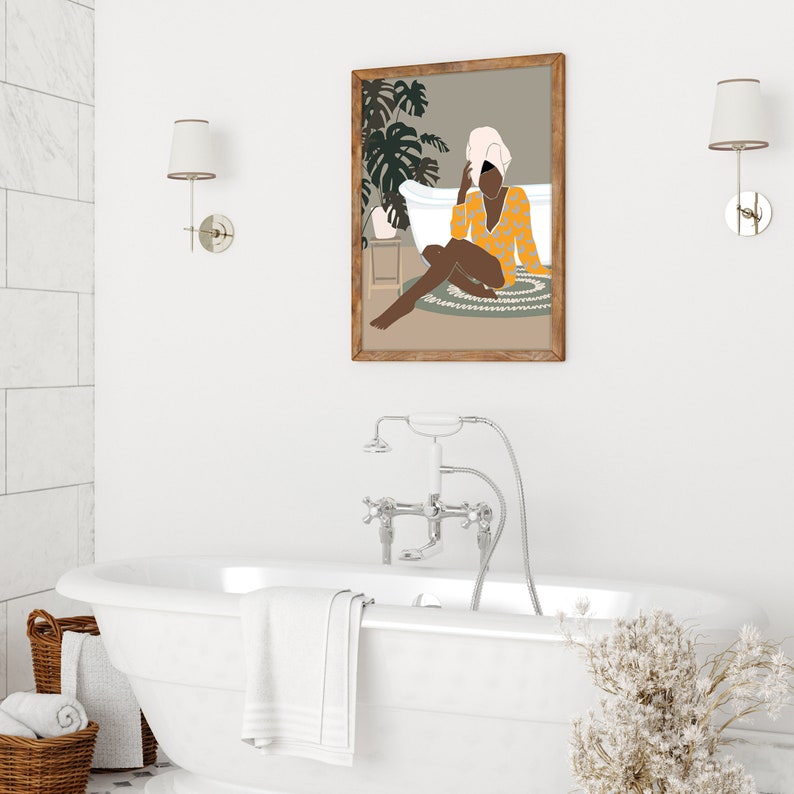 African American Art Black Woman In Bath Wall Art African Etsy