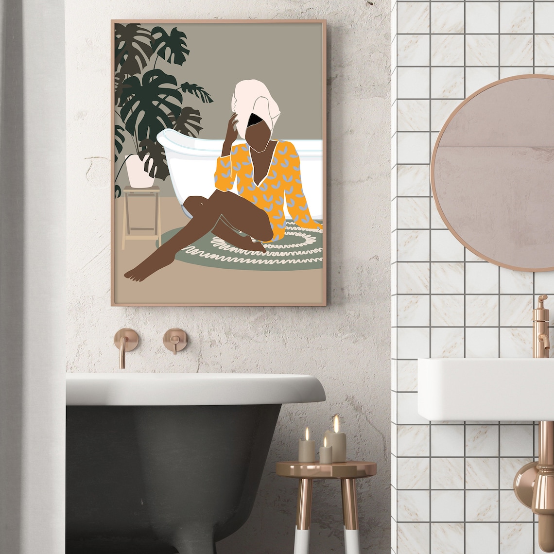 African American Art Black Woman In Bath Wall Art African