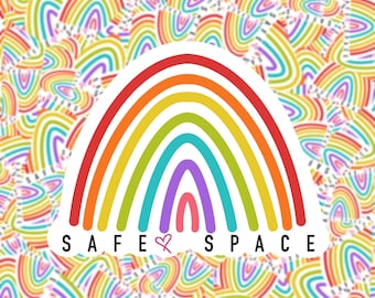 Pride Sticker | Safe Space Sticker | LGBTQ+ Sticker | Proud Ally Sign | Human Rights Decal | Social Justice Vote Sticker | Safe Place Decal