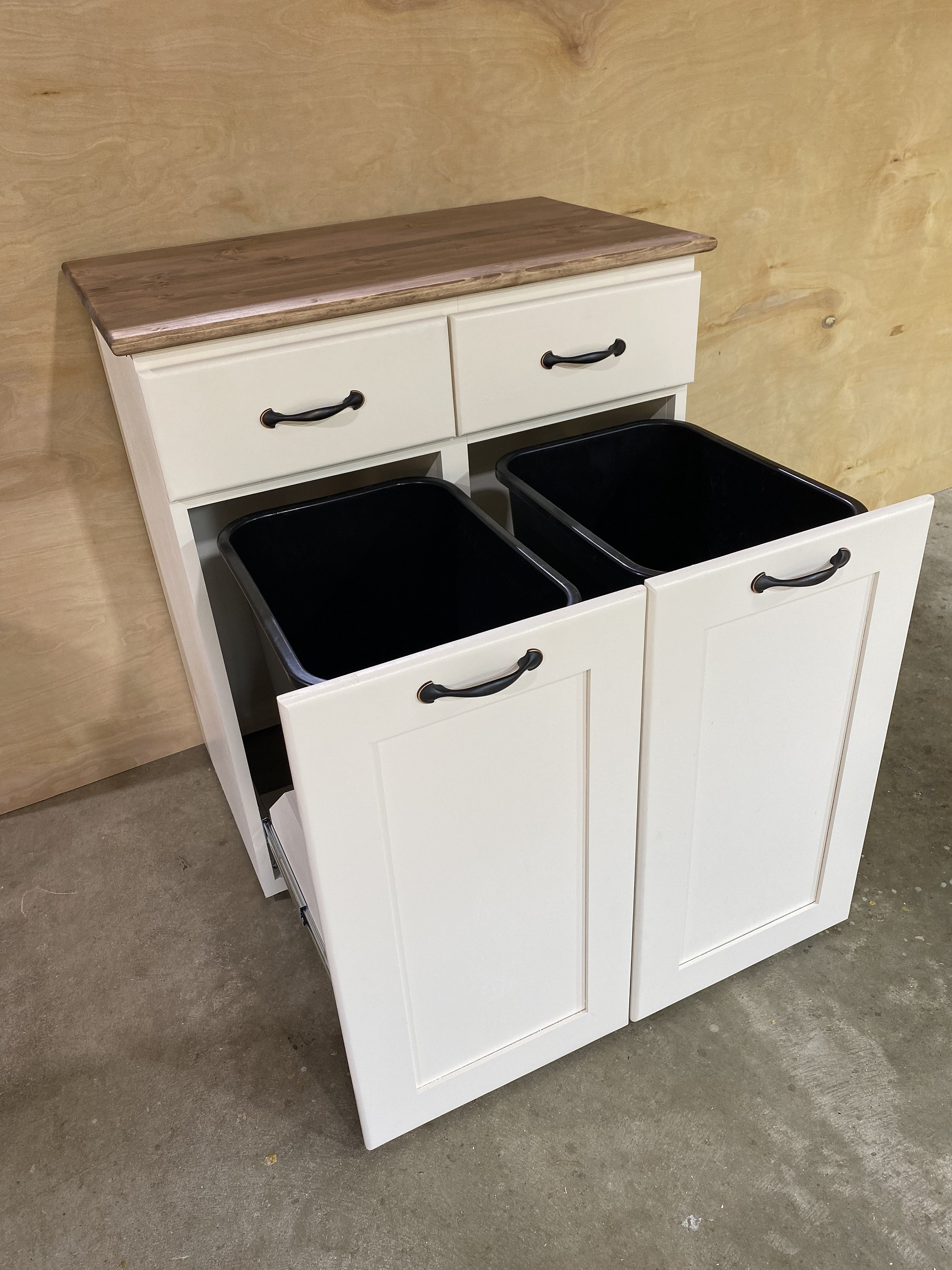 White Double Tilt Out Trash Can Cabinet Holder Kitchen Garbage Laundry  Sorter