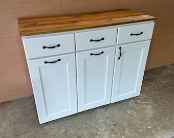 Double Trash Can Cabinet with Storage