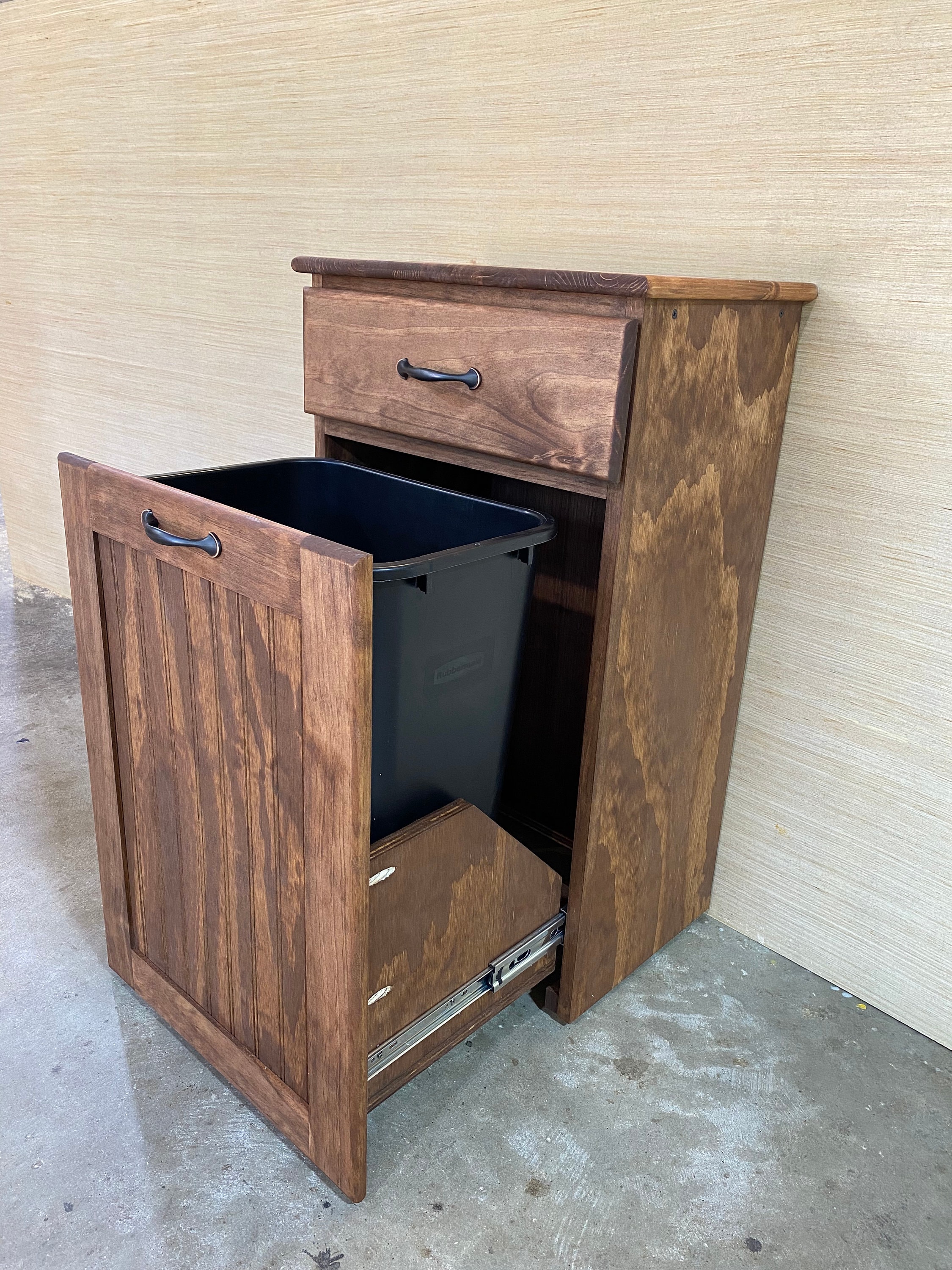 Function Home Trash Can Cabinet, 23 Gallon Kitchen Garbage Can, Wooden  Recycling Trash Bin, Freestanding Dog Proof Trash Can, Farmhouse Trash  Cabinet