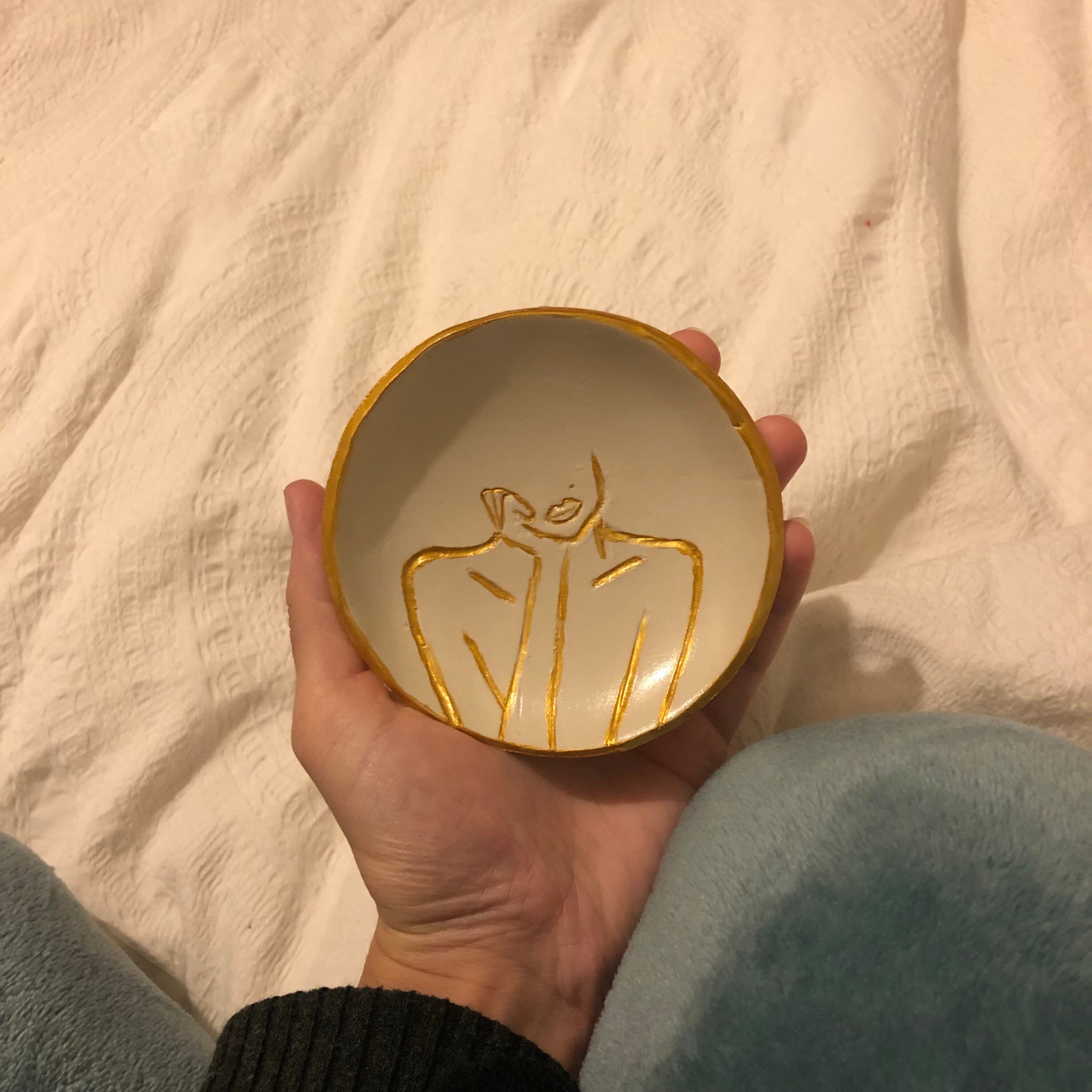 Coupelle en Argile Visage Abstrait