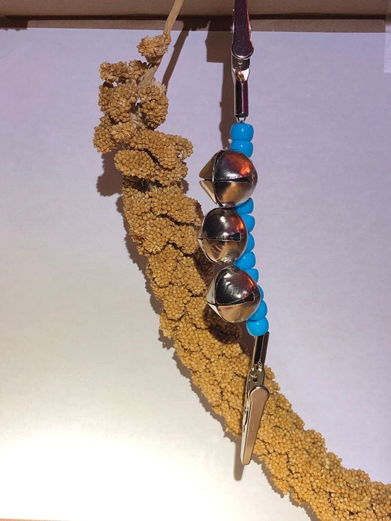 Beads & 3 Bell Millet Spray Holder Taller Cage Etsy
