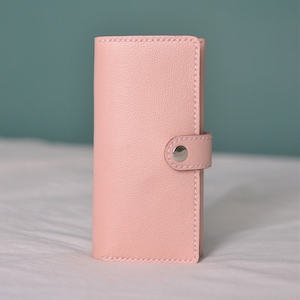 Gepersonaliseerde volnerf lederen portemonnee, roze aangepaste leren portemonnee voor vrouw, grote leren portemonnee met monogram, leren portemonnee met ritssluiting