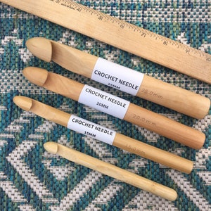 Jumbo Crochet Hook: 12mm, 15mm, 20mm and 25mm, huge crochet hook (US 19, US 35, US 50)