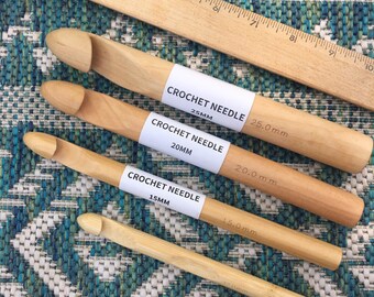 Jumbo Birch crochet hook, Giant crochet hook. 20mm 25mm 30mm 35mm Wooden  crochet