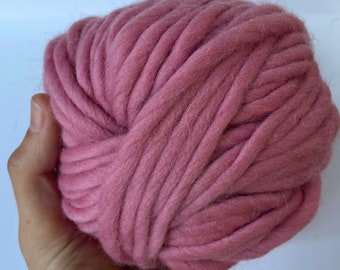 100% Merino Wool Yarn: SUPER BULKY yarn/ Wool Roving/ Weaving Supplies/ Crochet/ Knitting/ Fiber Art Yarn/ Dusty Rose