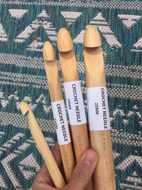 Jumbo Wood Crochet Hooks, 30mm, 25mm, 20mm, 15mm, Large Crochet