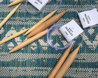 Circular Knitting Needles: large sizes 10mm, 12mm, 15mm & 20mm (US 15, US 17, US 19, 36), bamboo/ wood
