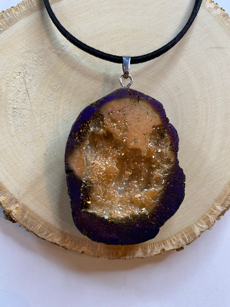 ChampagnePurple Druzy Pendant Necklace Gift Jewelry Mother/'s day gifts