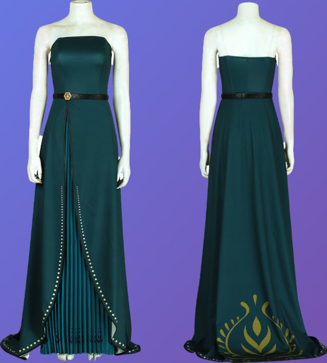 Frozen 2 Queen Anna Cosplay Costume Dark Green Gown Dress Etsy