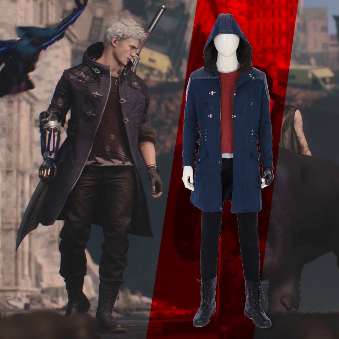 DMC5 Game Devil May Cry Dante Cosplay Costume Jacket PU Overcoat