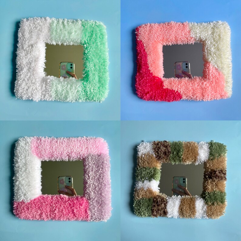 Tufted Mini Rug Mirror: Pastel colour home decor image 2