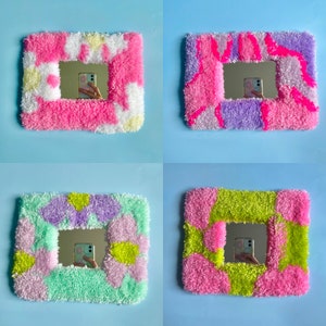 Tufted Mini Rug Mirror: Pastel colour home decor image 3