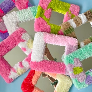 Tufted Mini Rug Mirror: Pastel colour home decor image 1