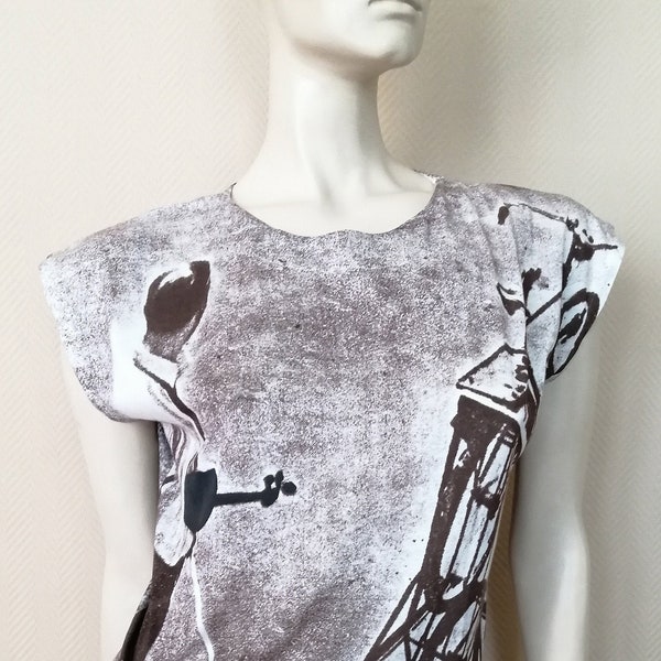 ANNA GOBBO – Cotton t-shirt with photo print. Size S/M. Vintage 1990. Made in Italy