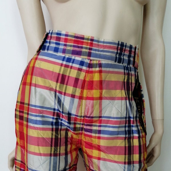 GIANFRANCO FERRE /Fans GFF – Silk quilted plaid shorts. Size S. Vintage 1990. Made in Italy