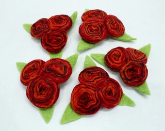 Felt Flower Brooch (Set of 5) - Flower Clip - Flower Pin - Mother's Day Gift - DIY Kits