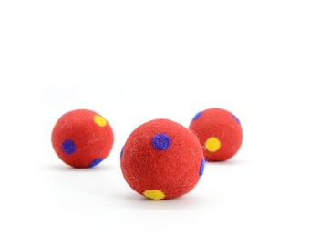Handmade Wool Balls (Dotted Design) | Colorful Round Pom Poms for your DIY Projects! Woolen Balls Set