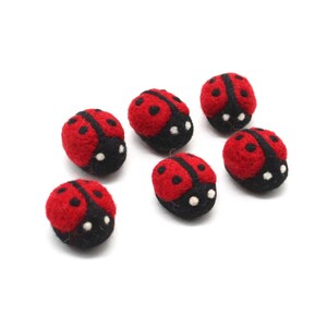 10 pcs Wool Felted Ladybug Sets | 4 cm Hand-Felted DIY craft supplies | Ladybug for Garland and craft projects