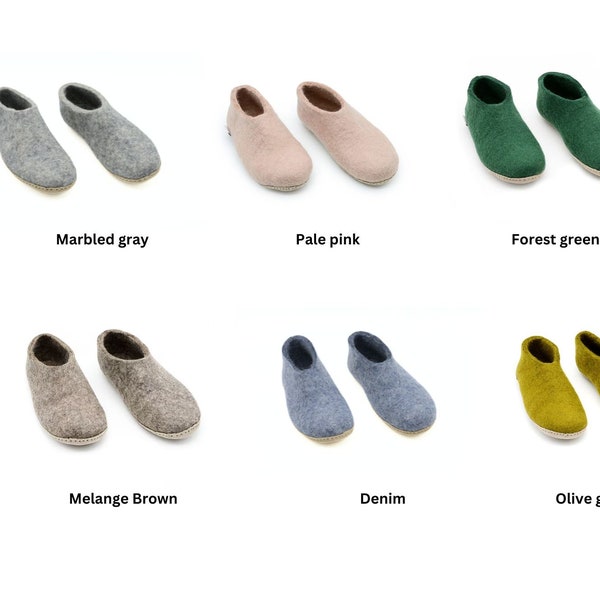 Felt Indoor Shoes | Eco-Friendly Pure New Zealand Wool, Cozy and Warm House Slippers| Non-Slip Sole| Unisex