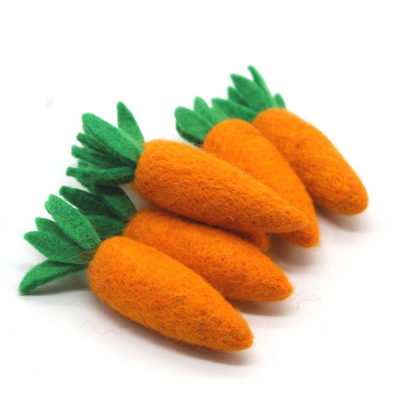 10 pcs Orange Wool Felted Carrot Sets (11 CM) | DIY Garland Carrots | Hand-Felted Woolen Carrots for Easter | Summer Vegetables