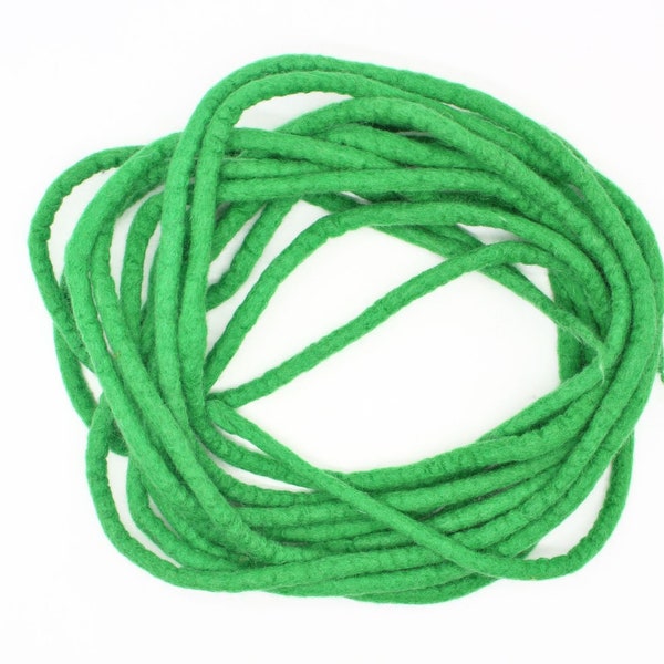Wool Felted Cord (10mm thick)| Felt Weaving Yarn| Green Rope | 5 meters onwards!