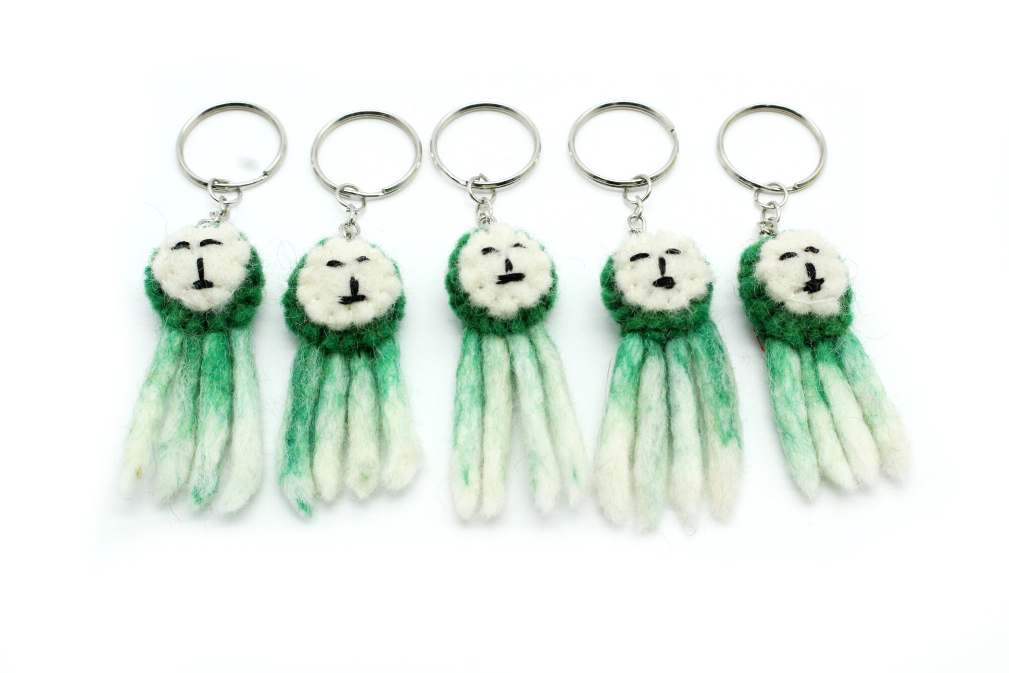 10 pcs Handmade Green Keyring 7 CM Felted Keyring Etsy