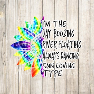 Sunflower Tie Dye, River Floating, Tubing, Summer, PNG, Digital Download, Sublimation file