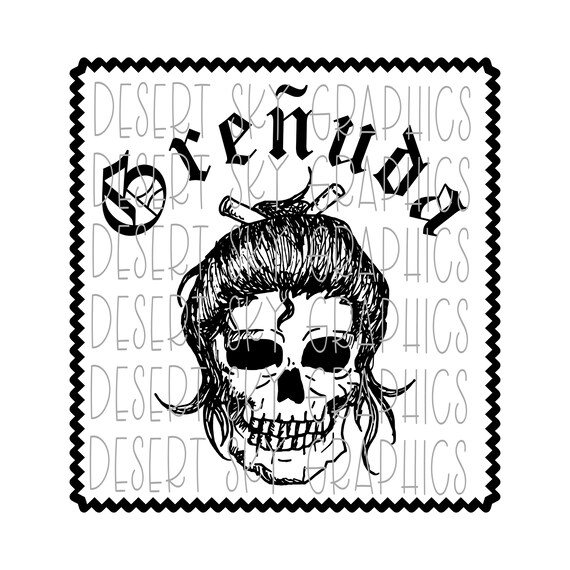 Grenuda Messy Hair Skull Spanish Design Sublimation Etsy