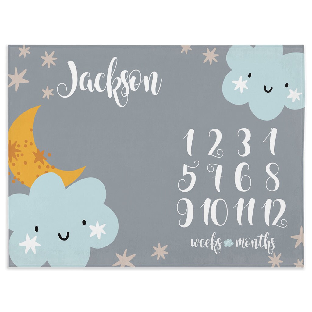 Milestone Cloud Blanket Baby Boy Milestone Blanket Etsy