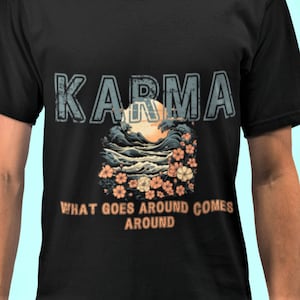 Koszulka Karma Rising: Fale oceanu japońskiego, wschodzące słońce