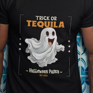 Trick or Tequila Halloween Party T-Shirt: Spooky Ghost Tee