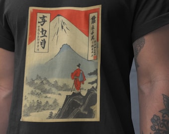 T-shirt de samouraï japonais : conception de bandes dessinées Edo vintage