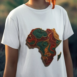 T-shirt héritage africain, t-shirt unisexe en coton épais, t-shirt Afrique 3D, chemise imprimée africaine, t-shirt trésors africains, or rouge vert, excellent cadeau