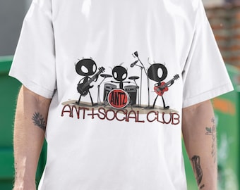 Ant Band T-Shirt: 'ANT-I-SOCIAL CLUB' Funny Concert Tee