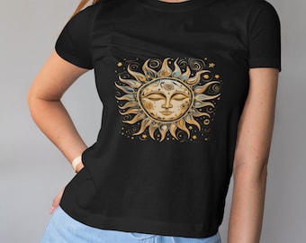 Celestial Sun T-Shirt: Boho Mystical Tee, Vintage Style