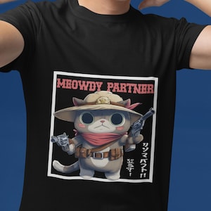 Cowboy Cat Funny T-shirt, Meowdy Partner Tee, Vintage Retro Shirt, Unisex Heavy Cotton Tee