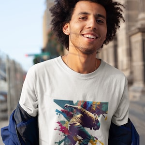Breakdance t shirt dance tshirt Unisex Heavy Cotton Tee, retro style street dance ink splash design, great for night out or casual wear gift