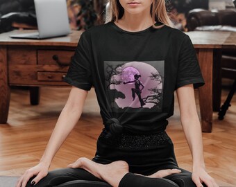 Female Martial Artist T-Shirt: Lotus Moon Design - Unisex Cotton Tee
