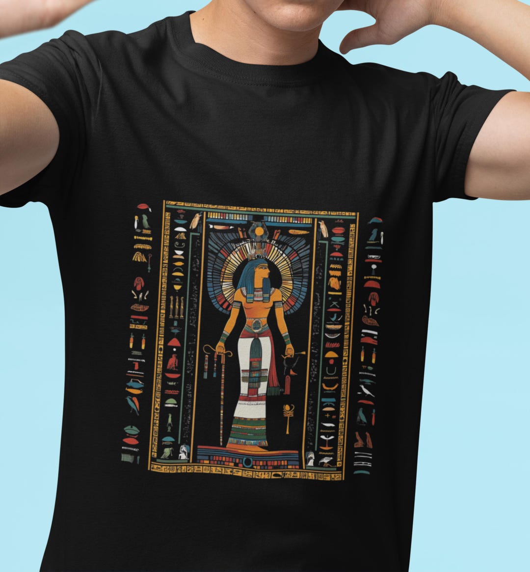 Egyptian Goddess T shirt Hieroglyphs Tee Bold Colors Ancient Mystery egyptian-goddess-t-shirt-hieroglyphs-tee-bold-colors-ancient-mystery